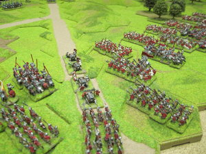 Yorkist advance along with a heavy cannon ready to take up position