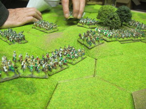 The Tudor infantry advance against the Yorkist's right.