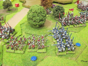 Lancastrian Heavy horse engage Yorkist billmen