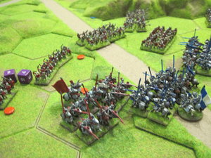 With most Lancastrian units disrupted the Yorkists prepare to deliver the final blow to destroy the right wing of the Lancastrian army