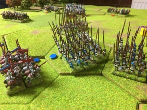 The pike block defeats the heavy cavalry with help from the dice queen!
