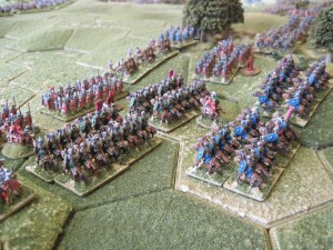 Roman heavy cavalry wait behind the legionaries.
