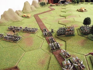 The massed orc cavalry mustering on the left flank