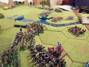 The orc infantry attack, and the chariots flee in the face of overwhelming force