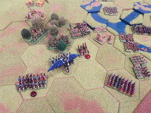 The elf general falls back, disrupting the unit behind