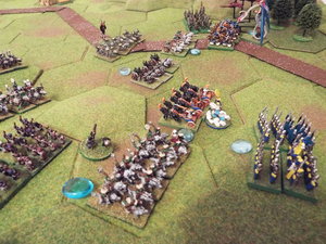 The elves continue to fall on the orc left flank